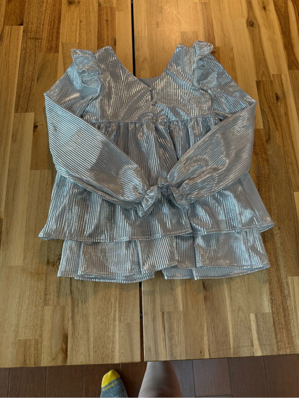 Tahari Silver Metallic Pleated Party Dress - Picture 2 of 9